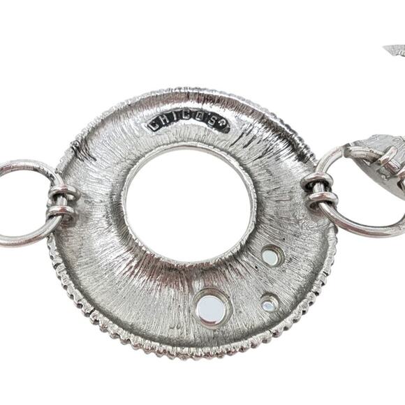 Chicos Silver Tone Chain Belt Blue Yellow Medallions Y2K Western Boho One Size - Picture 3 of 7